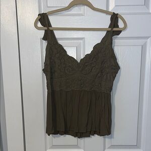 Shyanne Olive Green Lace Blouse